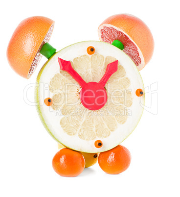 fruit and citrus volume clock isolated on a white background