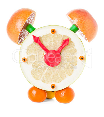 fruit and citrus volume clock isolated on a white background
