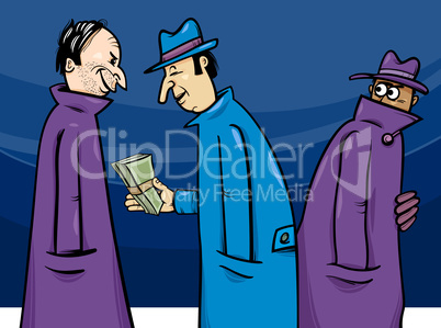 crime or corruption cartoon illustration