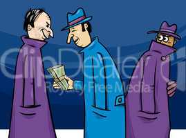crime or corruption cartoon illustration