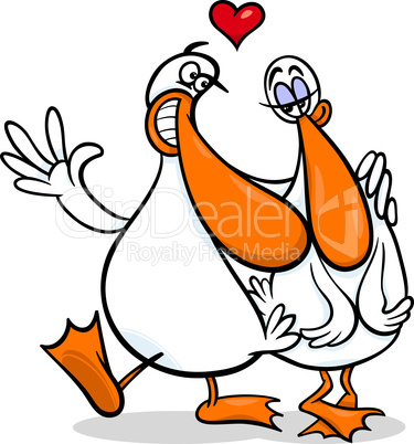 ducks in love cartoon illustration