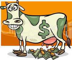 cash cow saying cartoon illustration