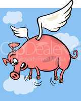 when pigs fly cartoon illustration