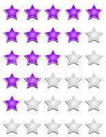 Violette Sterne Bewertungssystem