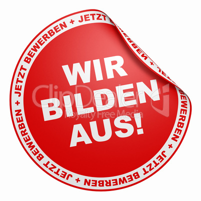 3d aufkleber rot - wir bilden aus