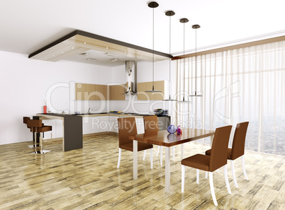 modern kitchen interior 3d render