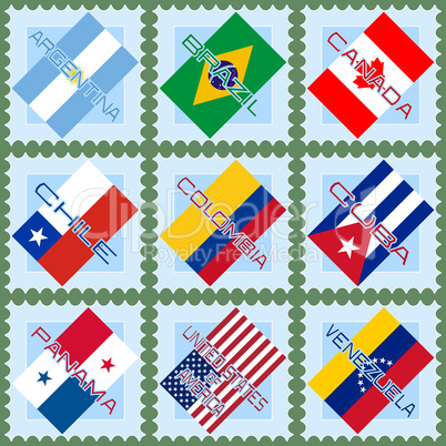 flags of the countries of south and north america