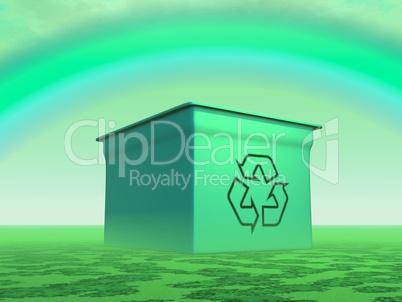 green recycle bin - 3d render