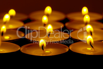tea lights candles with fire