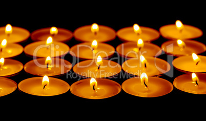 tea lights candles with fire