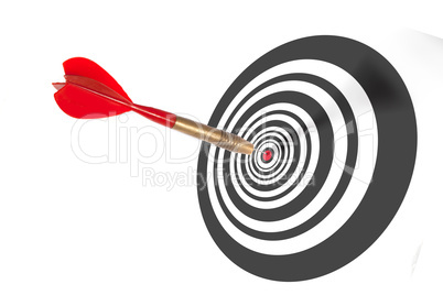 dart in the centre of a dart board