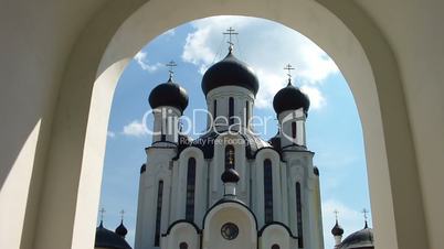 Ivatsevichi, Belarus. Church of Our Lady of the "Reigning". The cross on the dome of the Church.