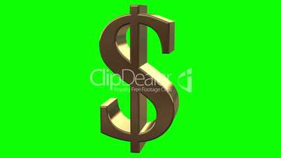 dollar symbol rotates close up.