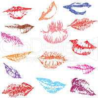 set of glossy lips in tender kiss.