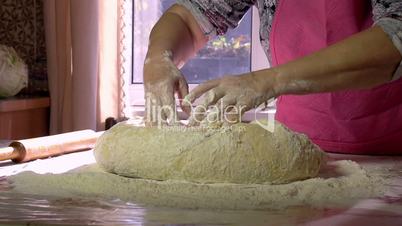 Kneading biscuit dough