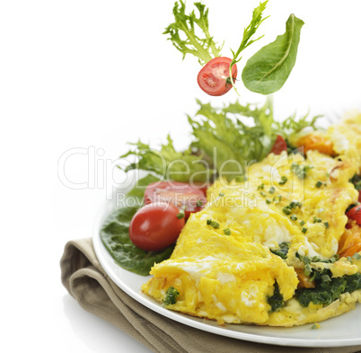 omelet with lettuce and vegetables