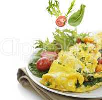 omelet with lettuce and vegetables