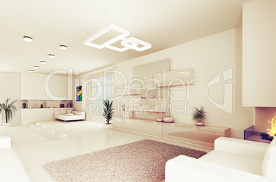 interior of modern living room 3d