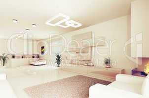 interior of modern living room 3d