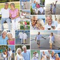 happy senior couple people beach retirement lifestyle