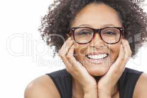 mixed race african american girl wearing glasses