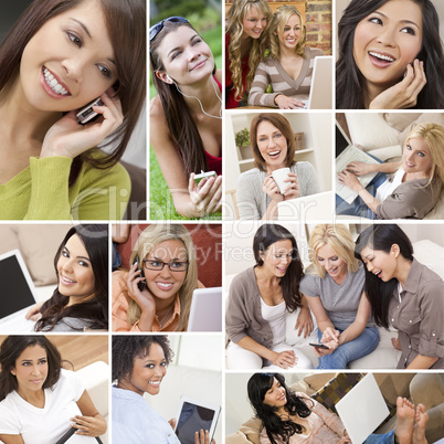 montage of modern women technology lifestyle
