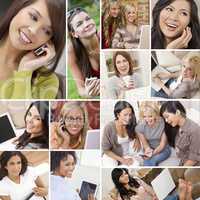 montage of modern women technology lifestyle