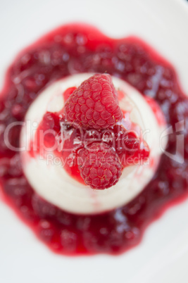 Panna Cotta mit Himbeeren