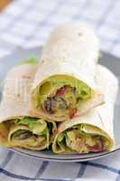 Tortilla Wrap mit Curry Hähnchen Füllung