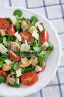 Salat mit gebratenen Champignons, Tomaten und Parmesan