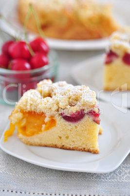 Streuselkuchen mit Kirschen und Aprikosen