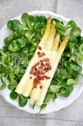 Spargel überbacken mit Käse auf Vogerlsalat