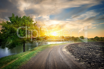 Country road and river