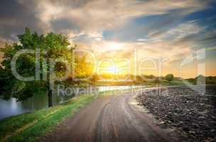 Country road and river