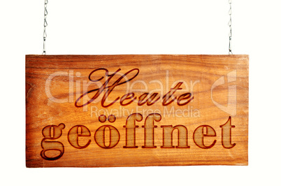 geöffnet holz schild offen