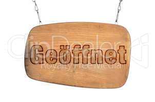 geöffnet holz schild offen