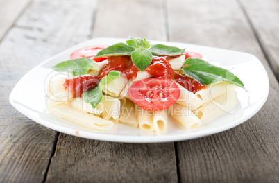 Pasta on a wooden table