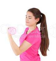 woman exercising with dumbbell