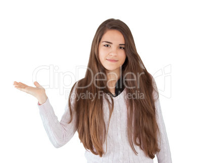 woman holding blank copy space