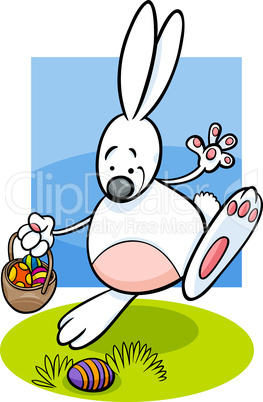 bunny and easter eggs cartoon illustration