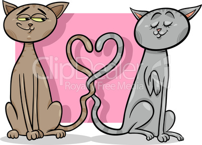 cats in love cartoon illustration