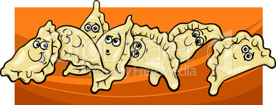 pierogi or dumplings cartoon illustration