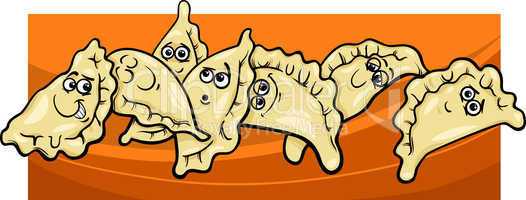 pierogi or dumplings cartoon illustration