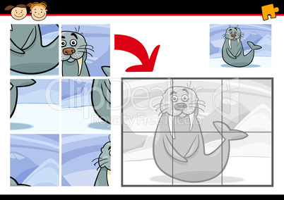 cartoon walrus jigsaw puzzle game