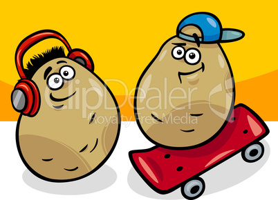 new potatoes cartoon illustration