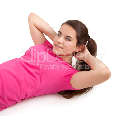 young woman doing sit ups