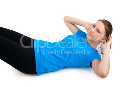young woman doing sit ups