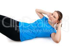 young woman doing sit ups