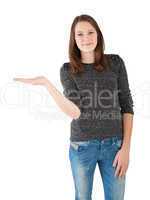 woman holding blank copy space