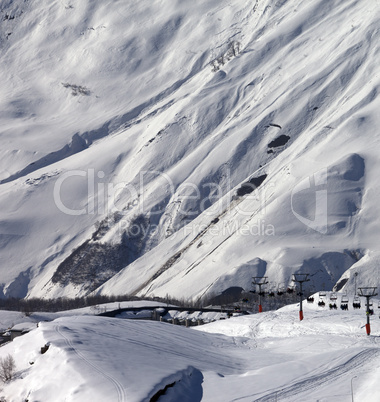 view on ski resort gudauri in sunny day